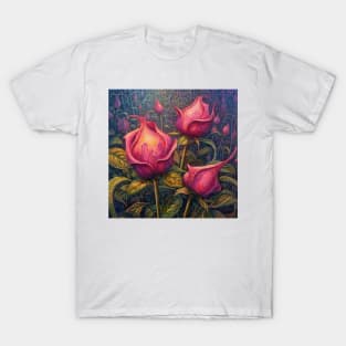 Peach-Red Roses Trio T-Shirt